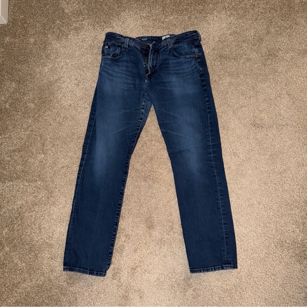 Ag Adriano Goldschmied Men's Straight Leg Dark Blue Jeans